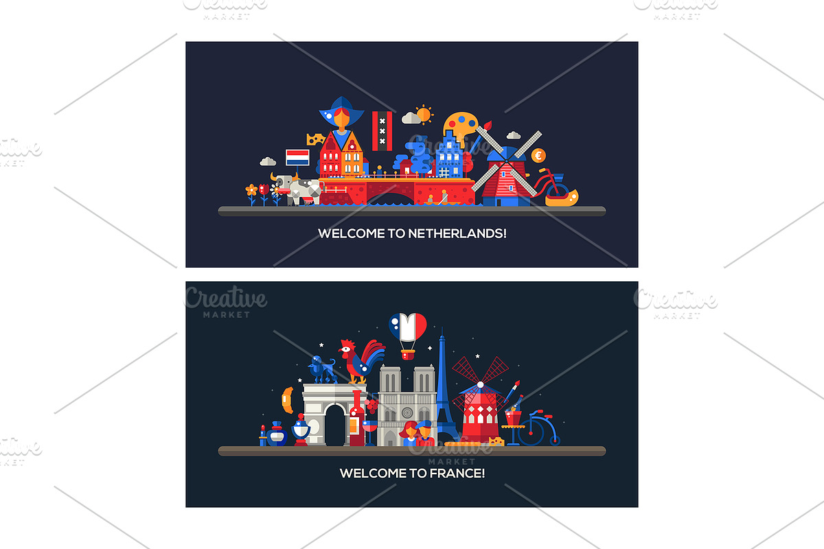 Countries Travel Banners Set, an Animal Illustration by Boyko Pictures (Photo 9 of 12)