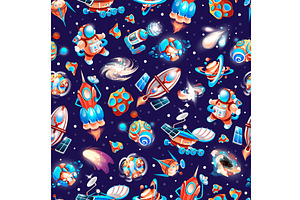 Seamless Pattern With Spaca Or