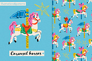 Carousel horses, an Animal Illustration by Twisted Tail (Thumbnail 1 of 6)
