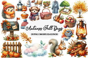 Autumn Fall Days Clipart Bundle, an Illustration by Daily.Designs