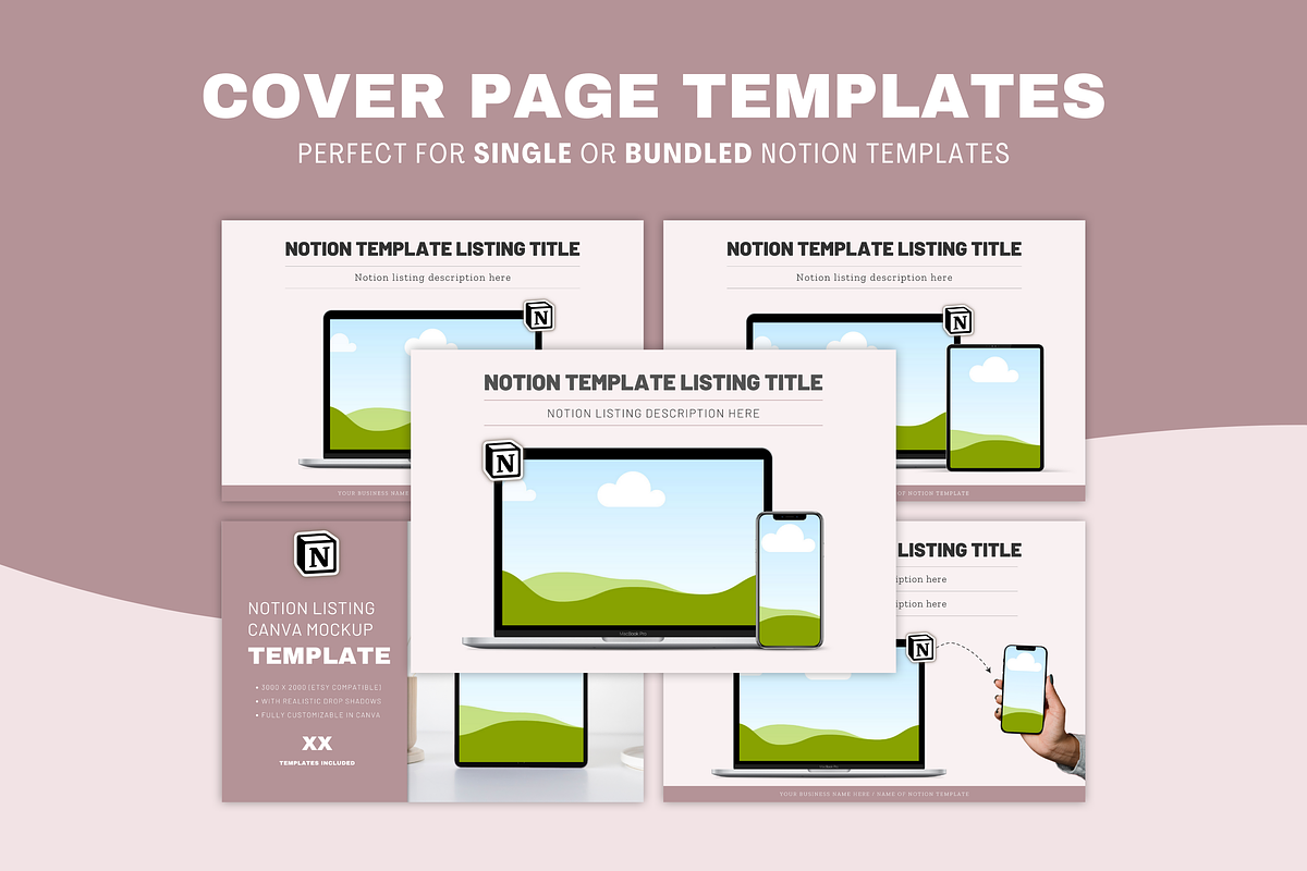 Digital Product Mockup -Notion Canva, a Merchandise Mockup by Designs by Darowan (Photo 4 of 10)