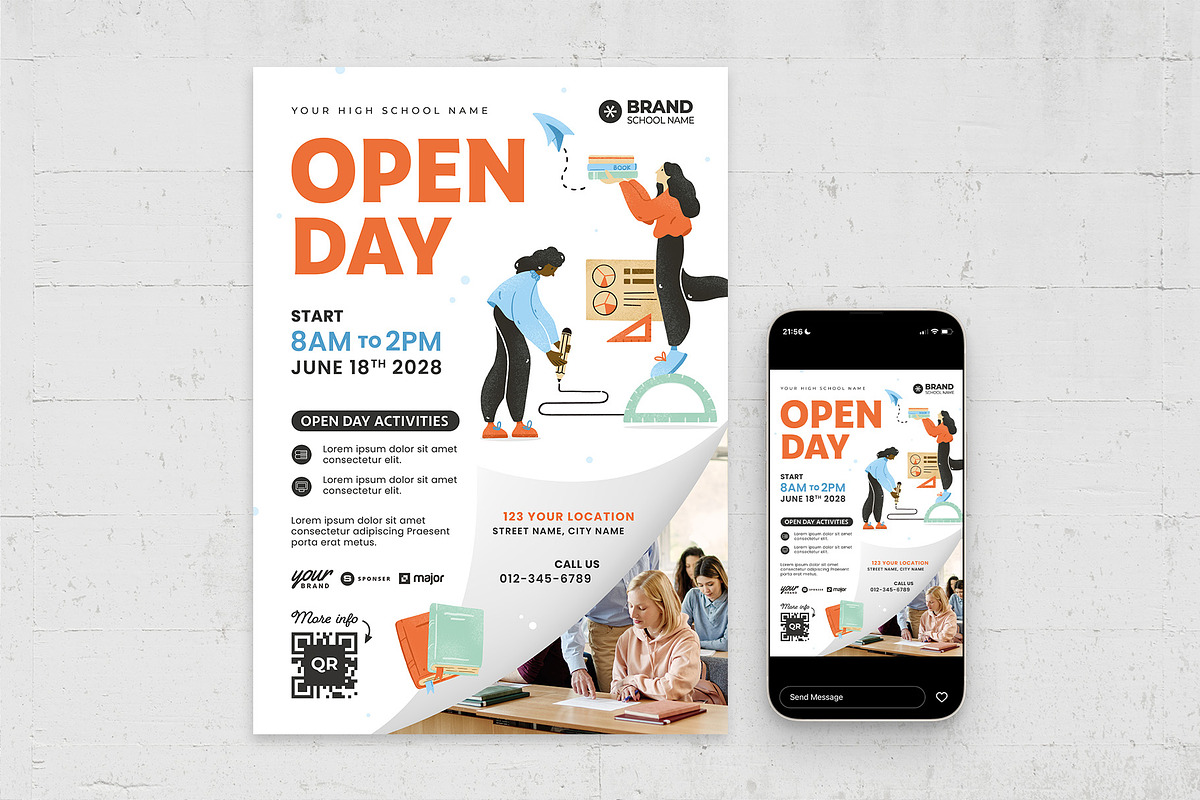 Open Day Flyer Template, a Flyer Template by BrandPacks