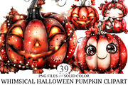 Whimsical Halloween Pumpkin Clipart, an Illustration by designcity5 (Thumbnail 1 of 5)