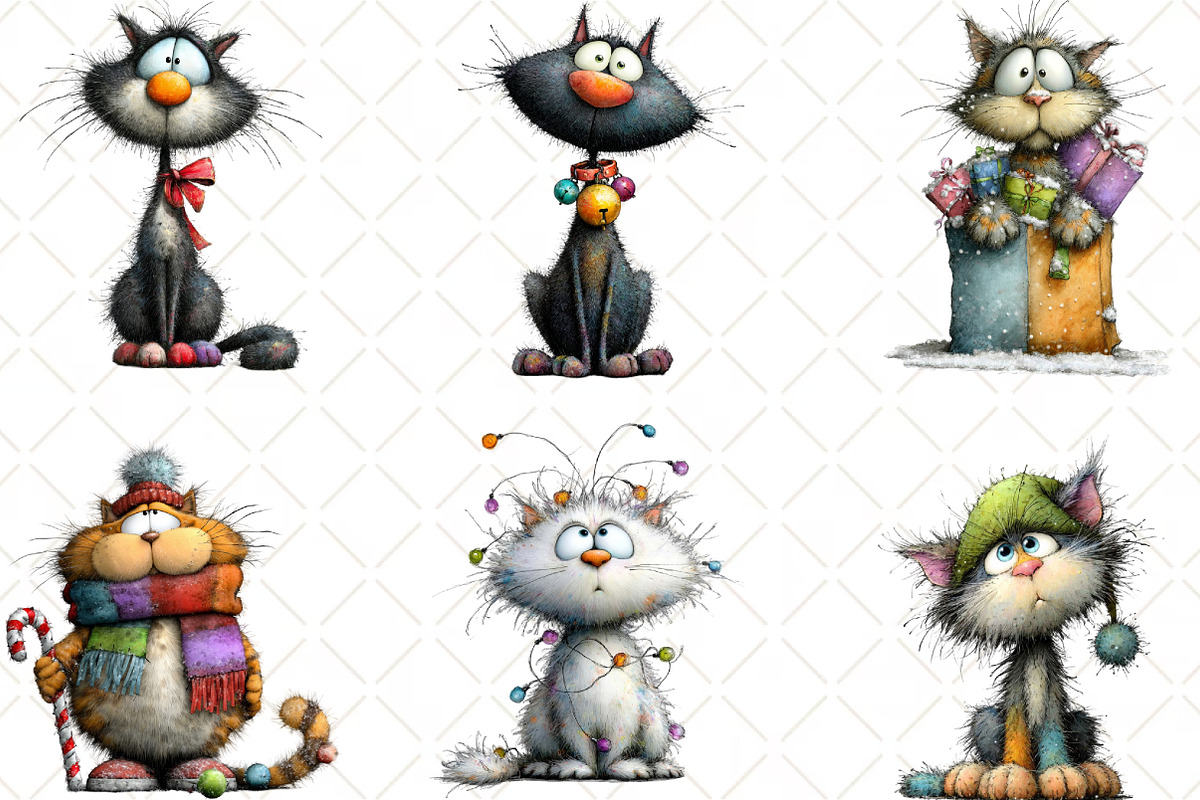 Christmas Cat Clipart, an Illustration by Black Bird Studio (Photo 5 of 6)