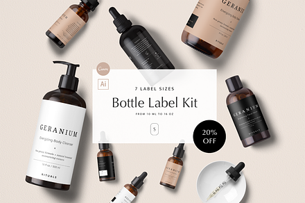 Cosmetic Label Bundle • Geranium, a Print Template by sjá