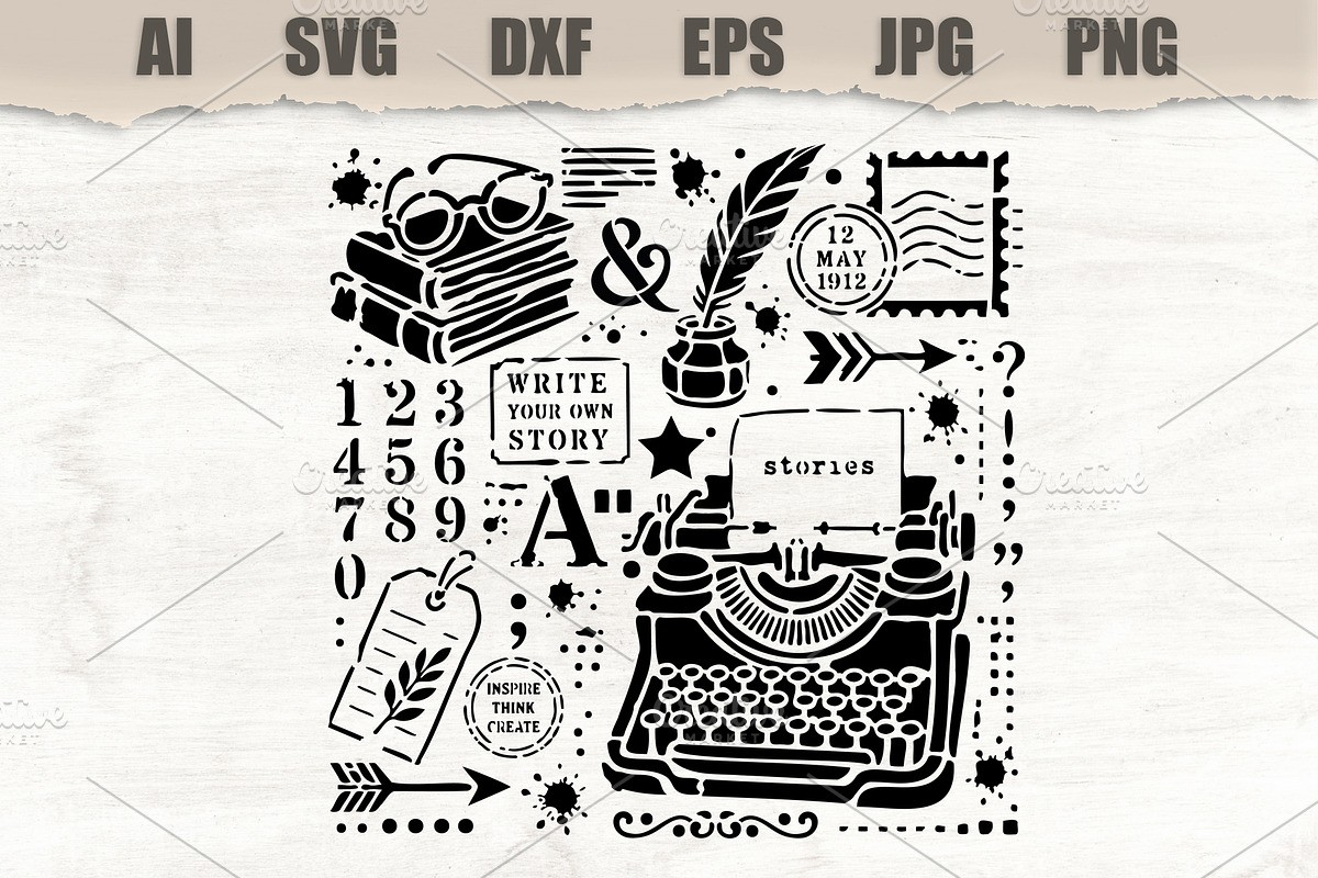 Stencil Vintage Writing Desk, an Object Illustration by MARYCRAFTIRIA (Photo 1 of 3)