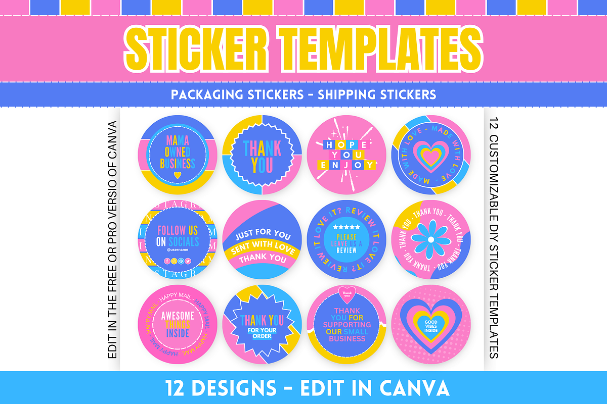 Packaging Sticker Templates - 12 pcs, a Stationery Template by SunshineStudioBoutique (Photo 1 of 10)