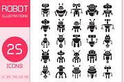 Humanoid and Droid Robot Glyph Icons, an Icon by Designfour (Thumbnail 1 of 7)