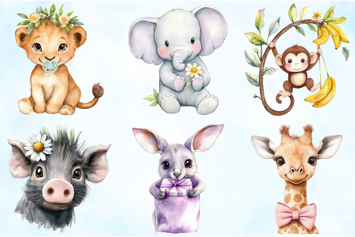 Cute Safari Animal Sublimation PNG, an Illustration by Craft Nest (Photo 5 of 5)