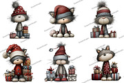 Funny Christmas Cat Clipart, an Illustration by DreamArtGraphic (Thumbnail 2 of 5)