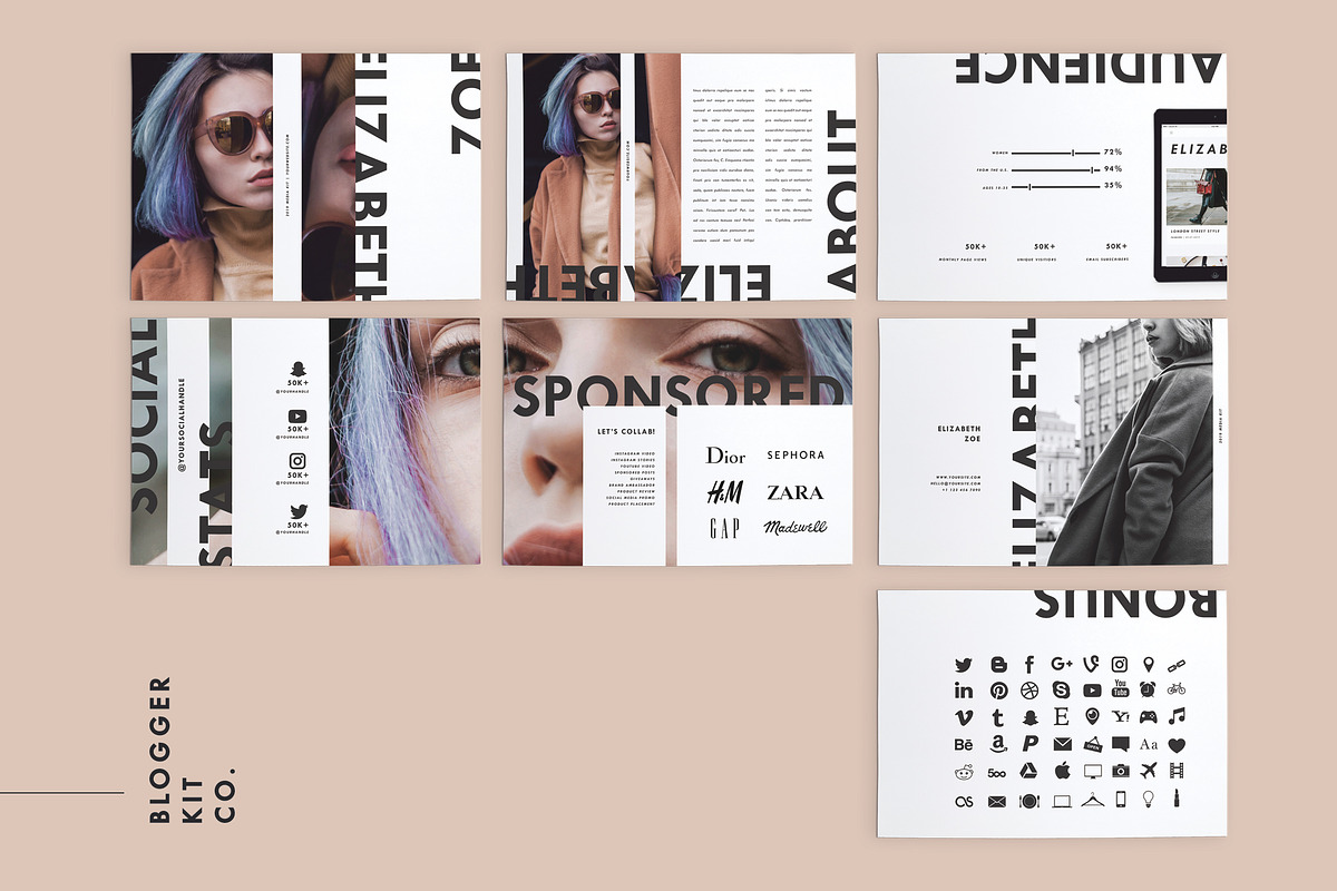 Media Kit for Influencers | 6 Pages, a Resume Template by Blogger Kit Co. (Photo 3 of 5)