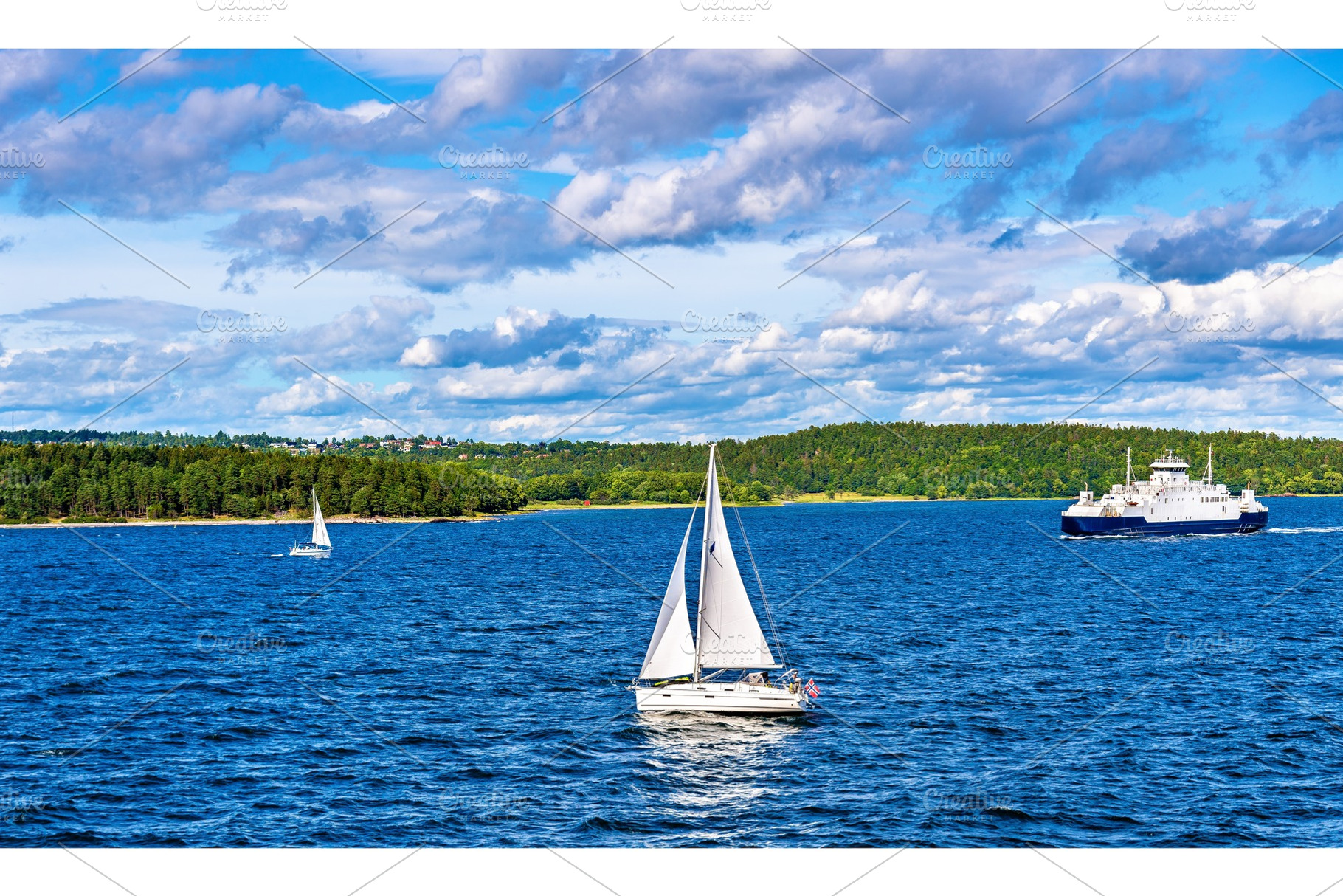 Moss horten ferry crossing oslofjord norway featuring ferry, norway, and, a Transportation Photo by Leonid Andronov