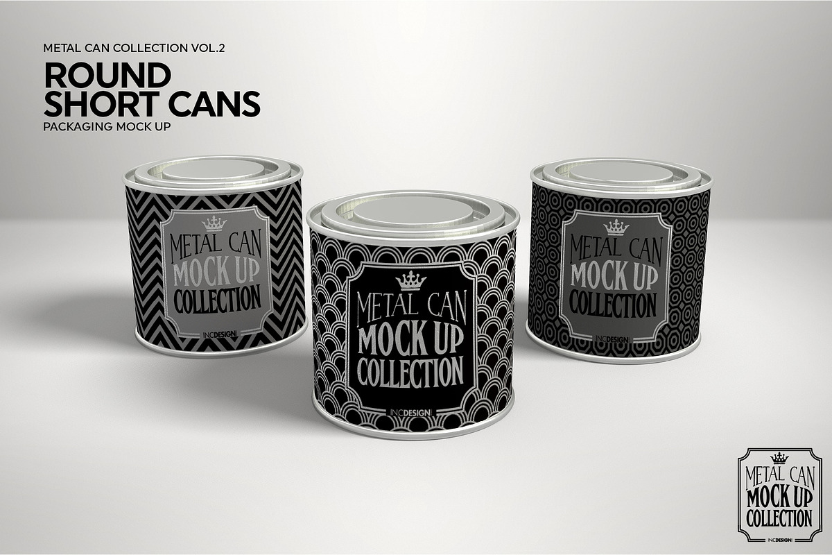 Short Round Lid Cans Mockup, a Product Mockup by INCDesign (Photo 3 of 5)