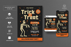 Halloween Party Flyer Set, a Flyer Template by monogrph