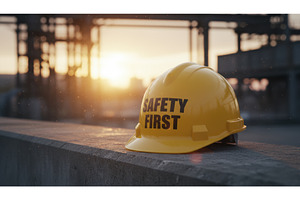 Yellow Safety First hard hat rests, an Industrial Photo by Igor Tichonow