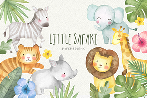 Watercolor Baby Safari Clipart