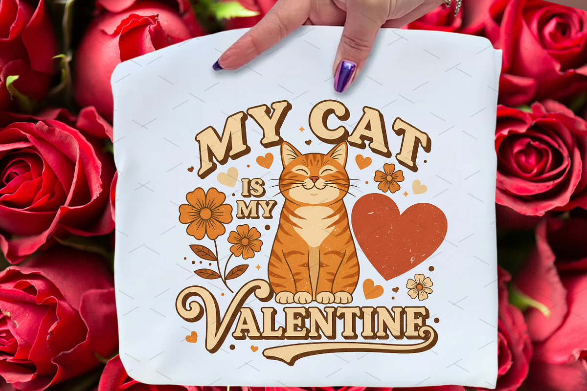 My Cat Is My Valentine Sweatshirt PN, a Graphic by Libby Wishes (Photo 6 of 7)