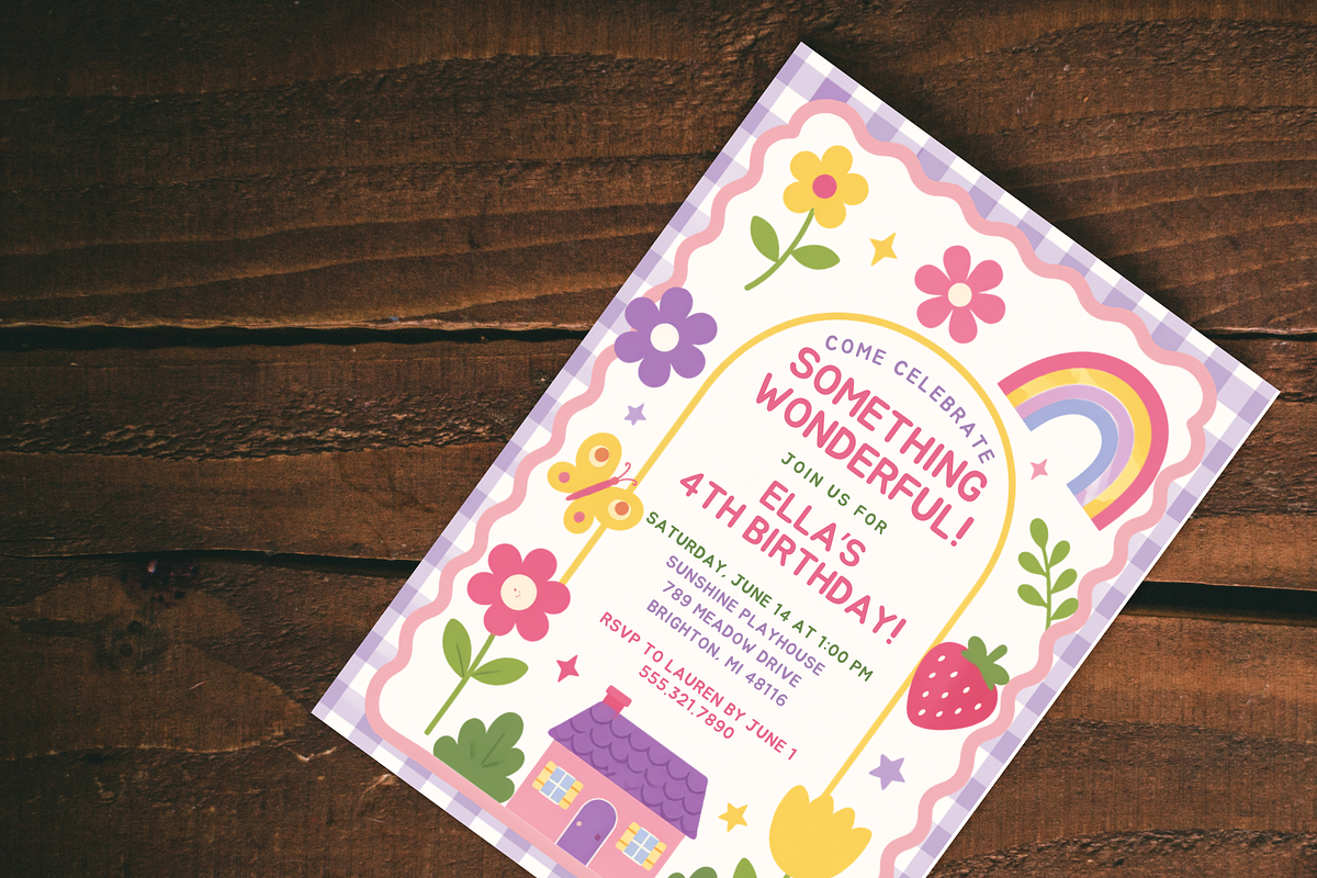 Retro Rainbow Girls Birthday Invite, an Invitation Template by heynomi (Photo 10 of 20)