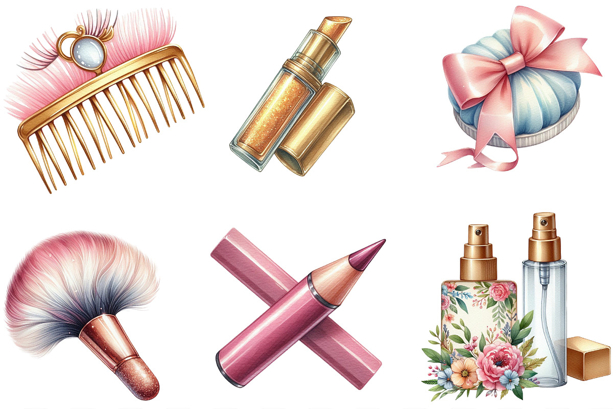 Watercolor Makeup Clipart, an Illustration by Designking (Photo 2 of 4)