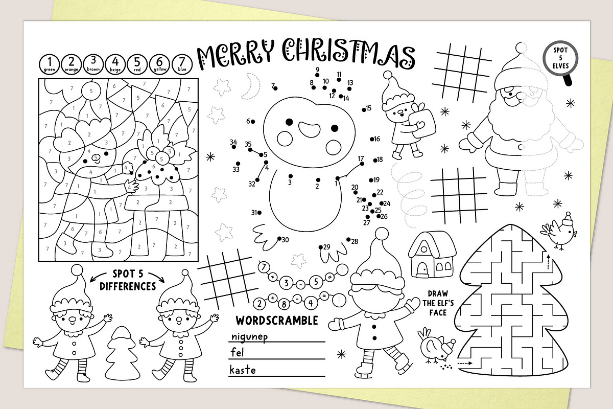 Christmas village coloring placemats, an Education Illustration by Lexi Claus (Photo 3 of 6)