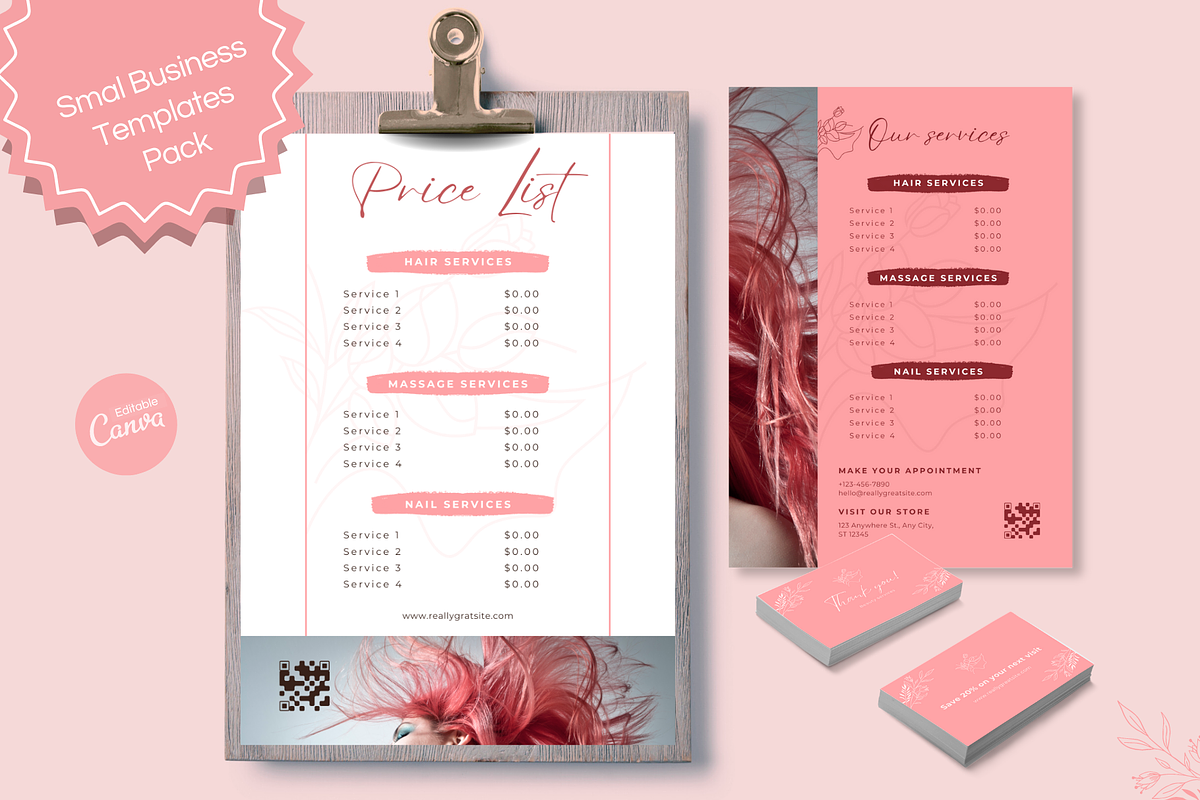 Hair & Beauty Salon Canva Templates, a Marketing Template by PaolaroiDesign (Photo 1 of 6)
