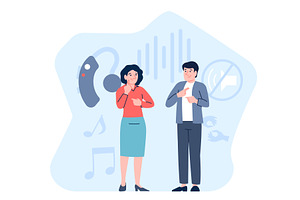 Deaf couple talking. Man talk with, a Healthcare Illustration by LadadikArt