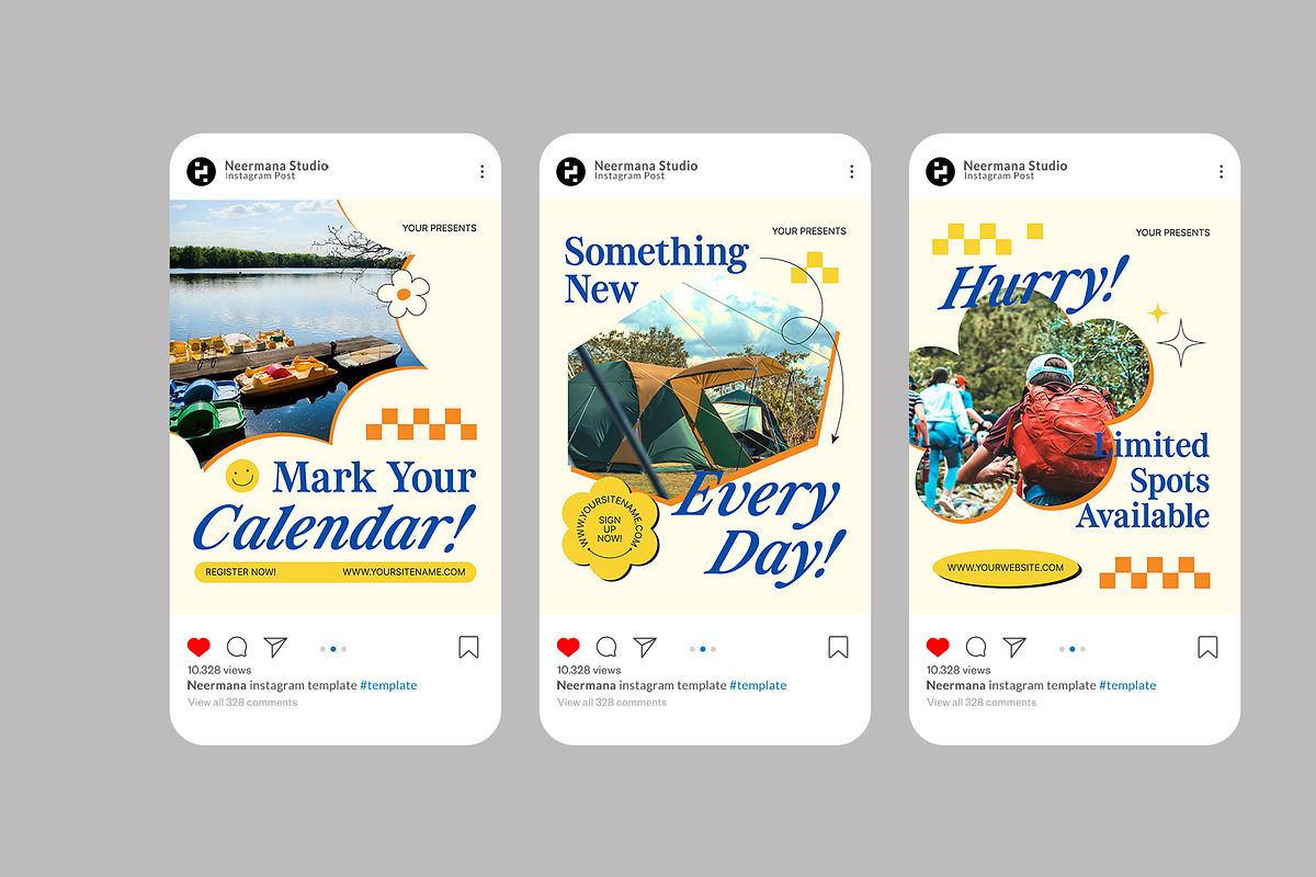 Retro Summer Camp Instagram Post, a Social Media Template by Neermana (Photo 3 of 4)
