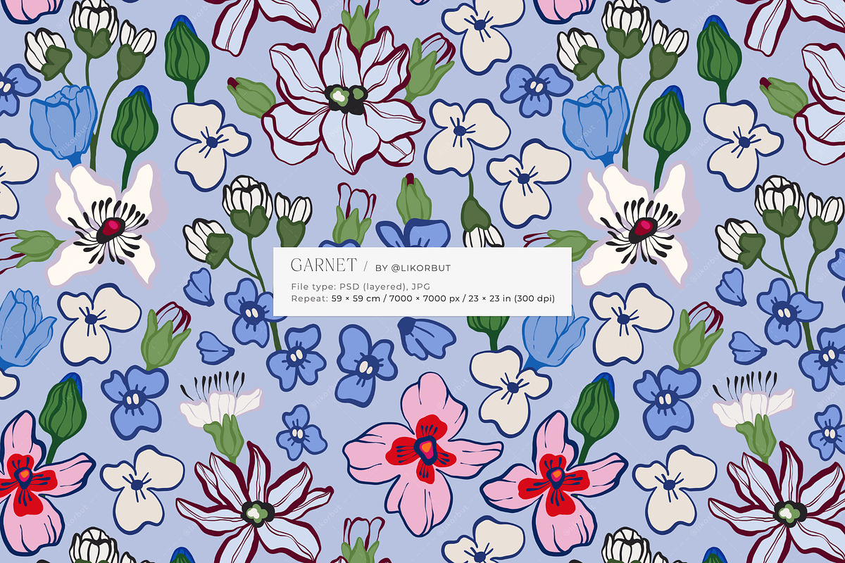 Bold Folk Naive Dark Floral Pattern, a Pattern Graphic by likorbut (Photo 9 of 14)