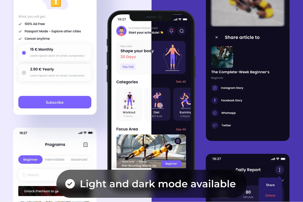 WORKA - Work Out App UI Kits, an App Template by CreativeUI (Photo 7 of 8)