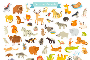 Animals world map, Eurasia