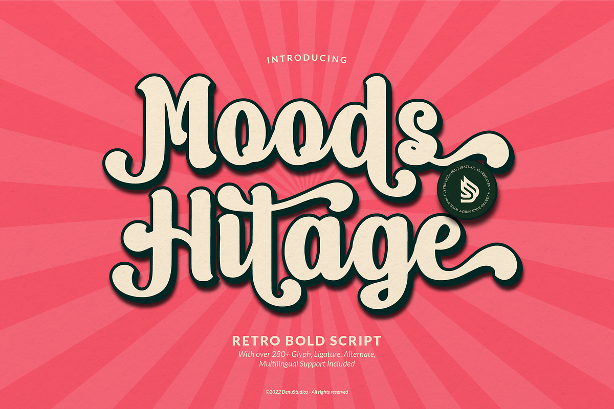 Moods Hitage | Retro Bold Script, a Handwritten Font by Denustudios (Photo 1 of 12)