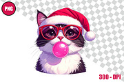Christmas Cat Bubble Gum Clipart, an Animal Illustration by taramija (Thumbnail 3 of 11)