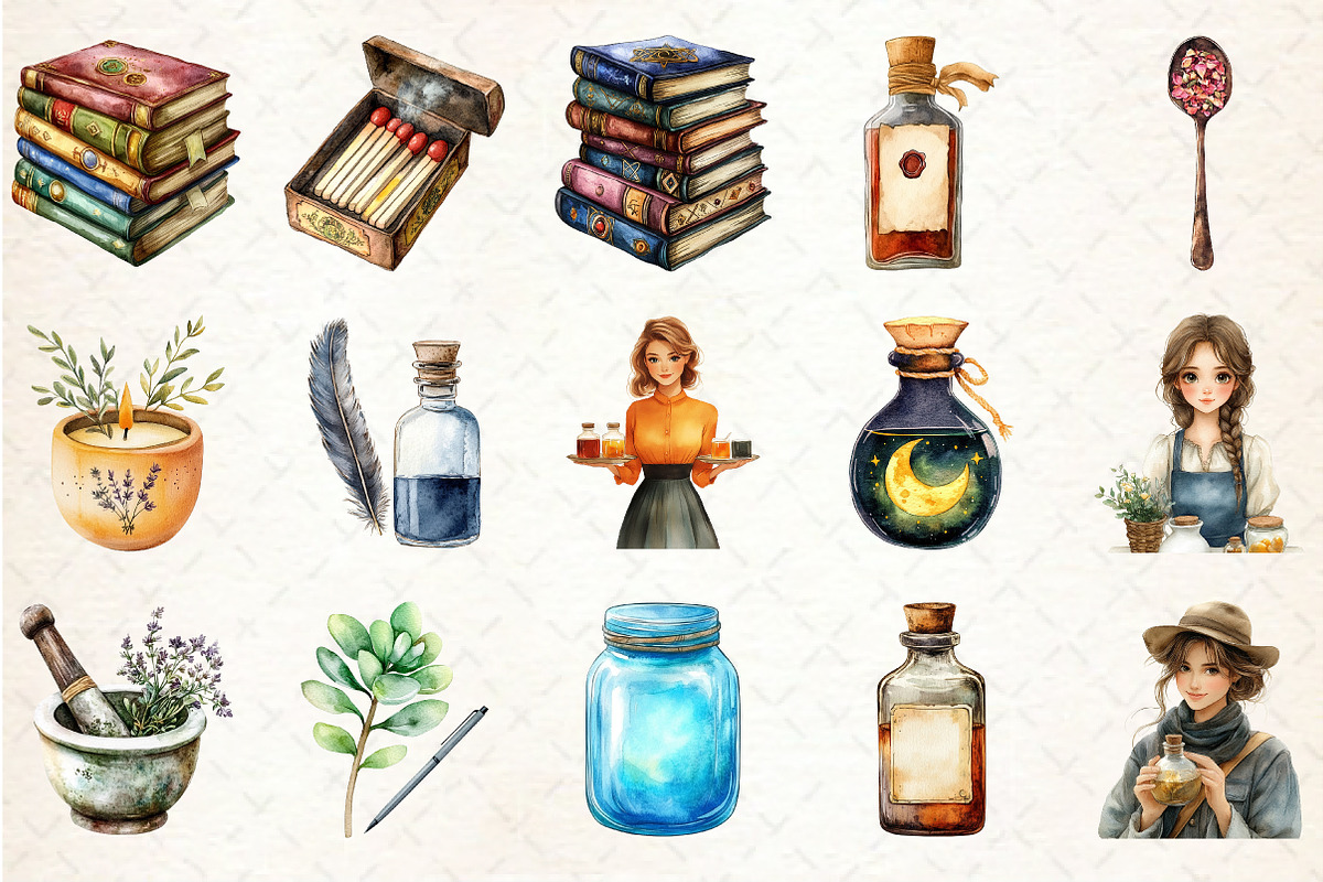 Vintage Apothecary Clipart, an Illustration by Rose Art (Photo 2 of 4)