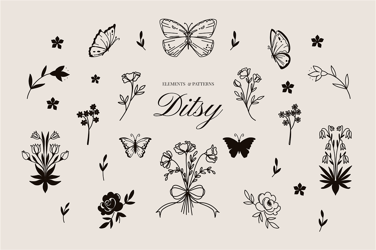 Vintage ditsy art & Floral patterns, a Decorative Illustration by Summer Nightingale Art (Photo 11 of 19)