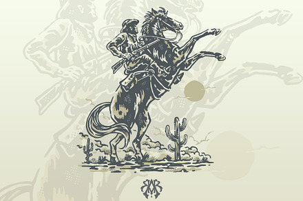 Horse tamer cowboy vintage style