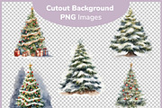 Snowy Christmas Trees Watercolor Art, a Decorative Illustration by Digital Dreamscaping (Thumbnail 2 of 4)