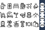 Travel Adventure Icon Set, an Illustration by designvectx (Thumbnail 1 of 3)