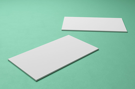 White square shape business card mockup stacking on green mint p, a Business Photo by Ministocker