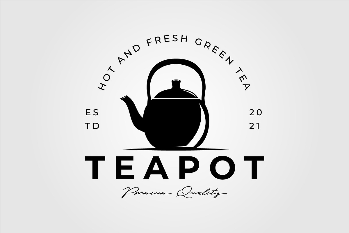 teapot, kettle and tea isolated logo, an Illustration by Rizkaarishandy_shop