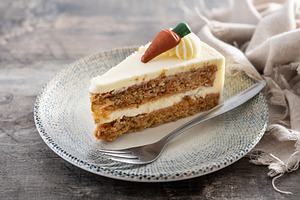 Carrot cake slice with cream cheese frosting, a Food & Drink Photo by etorres69