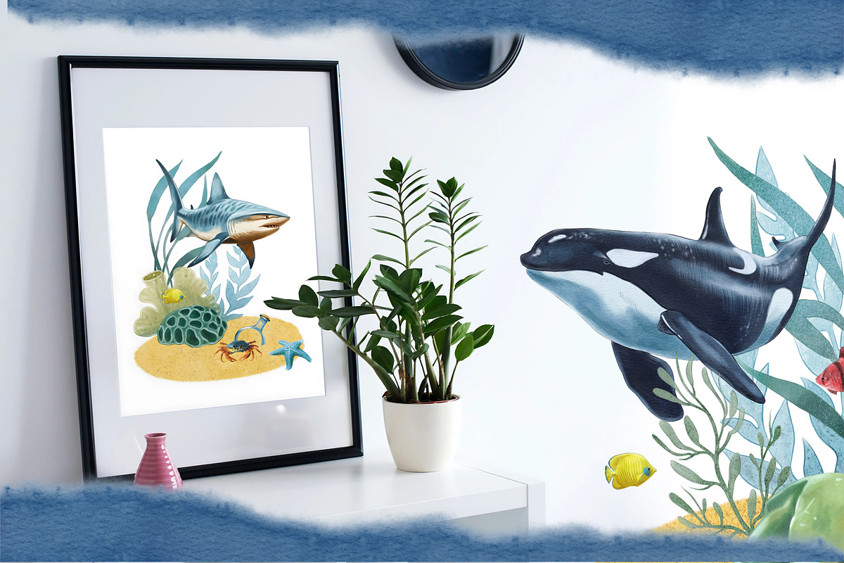 Underwater world watercolor collecti, an Animal Illustration by IrynaPanashii (Photo 12 of 16)