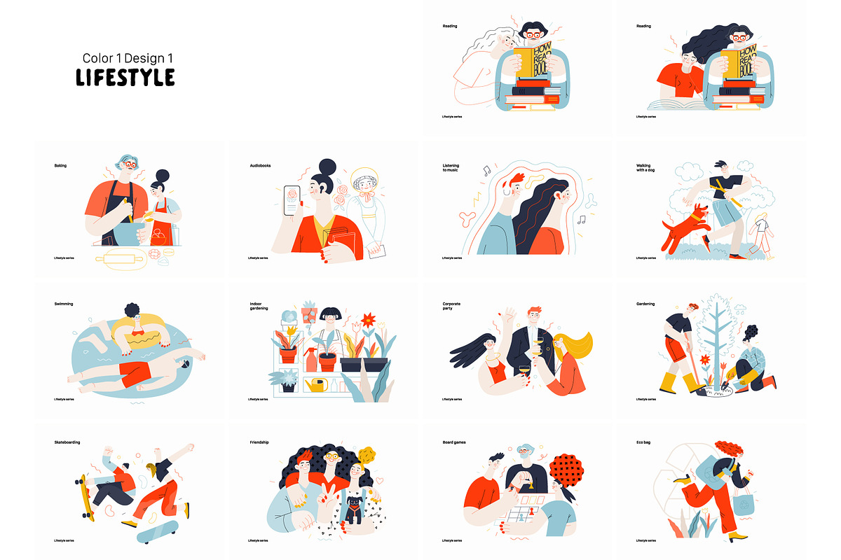 Lifestyle vector ills, color 1, a Templates & Theme by Grivina's shop (Photo 14 of 18)