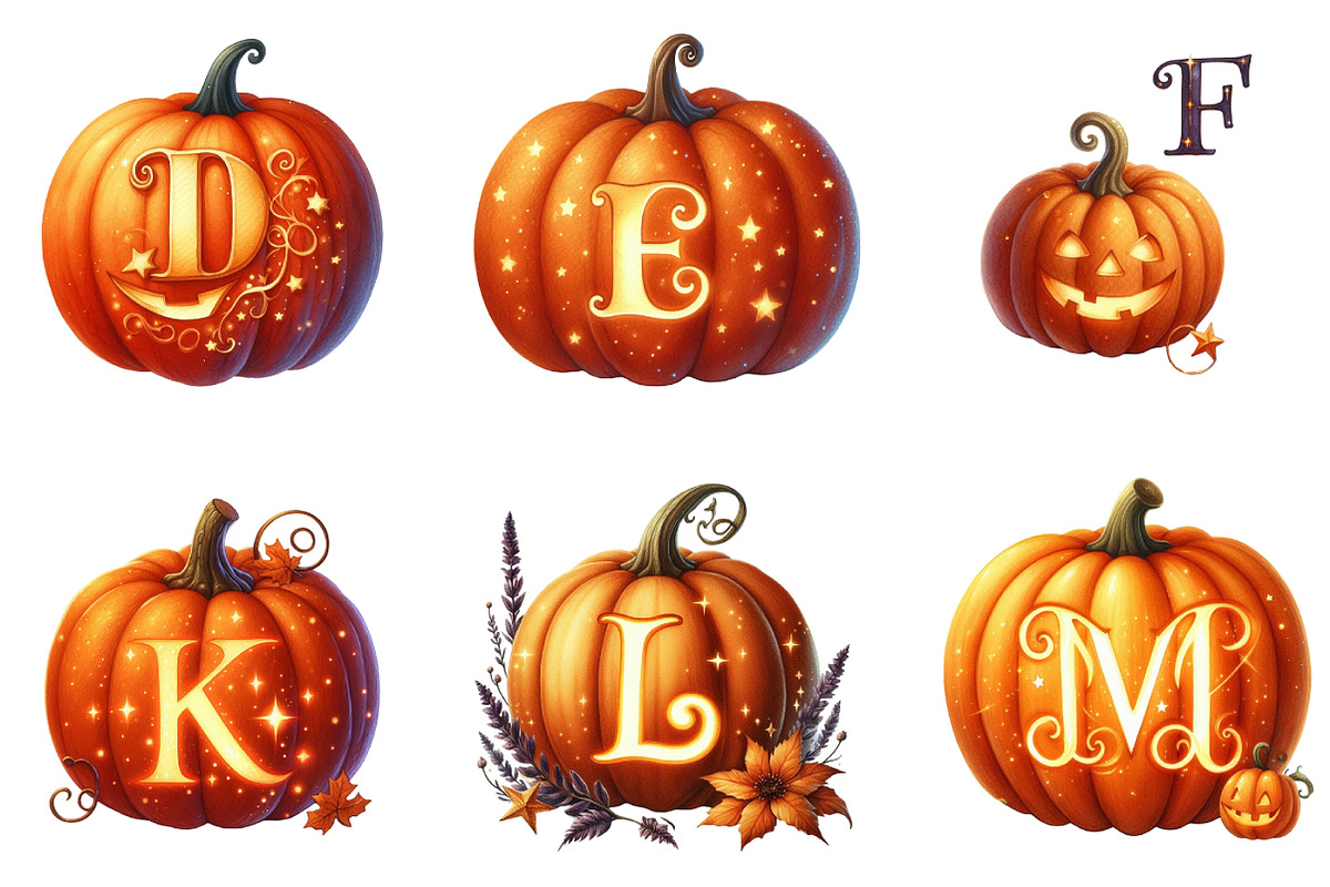 Carved Pumpkin Letter Bundle, an Illustration by DreamArtGraphic (Photo 4 of 5)