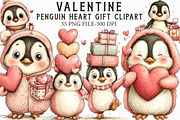 Valentine Penguin Heart Gift Clipart, an Illustration by Libby Wishes (Thumbnail 1 of 5)