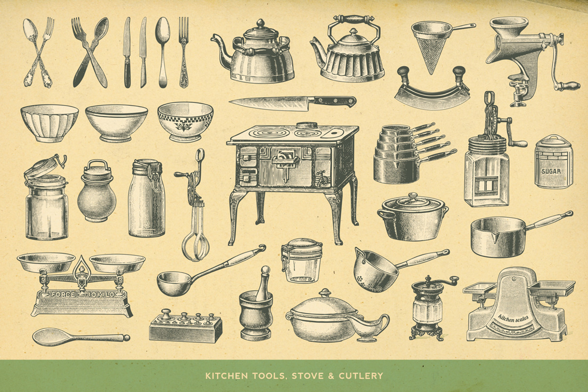SALE! 100 VintageFood Illustrations, a Food Illustration by Anja Kaiser (Photo 4 of 4)