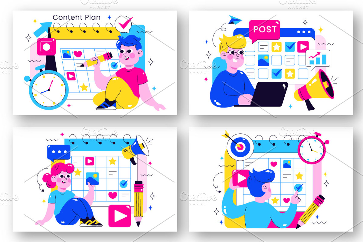 10 Social Media Content Planning, a Technology Illustration by denayunebgt (Photo 2 of 4)