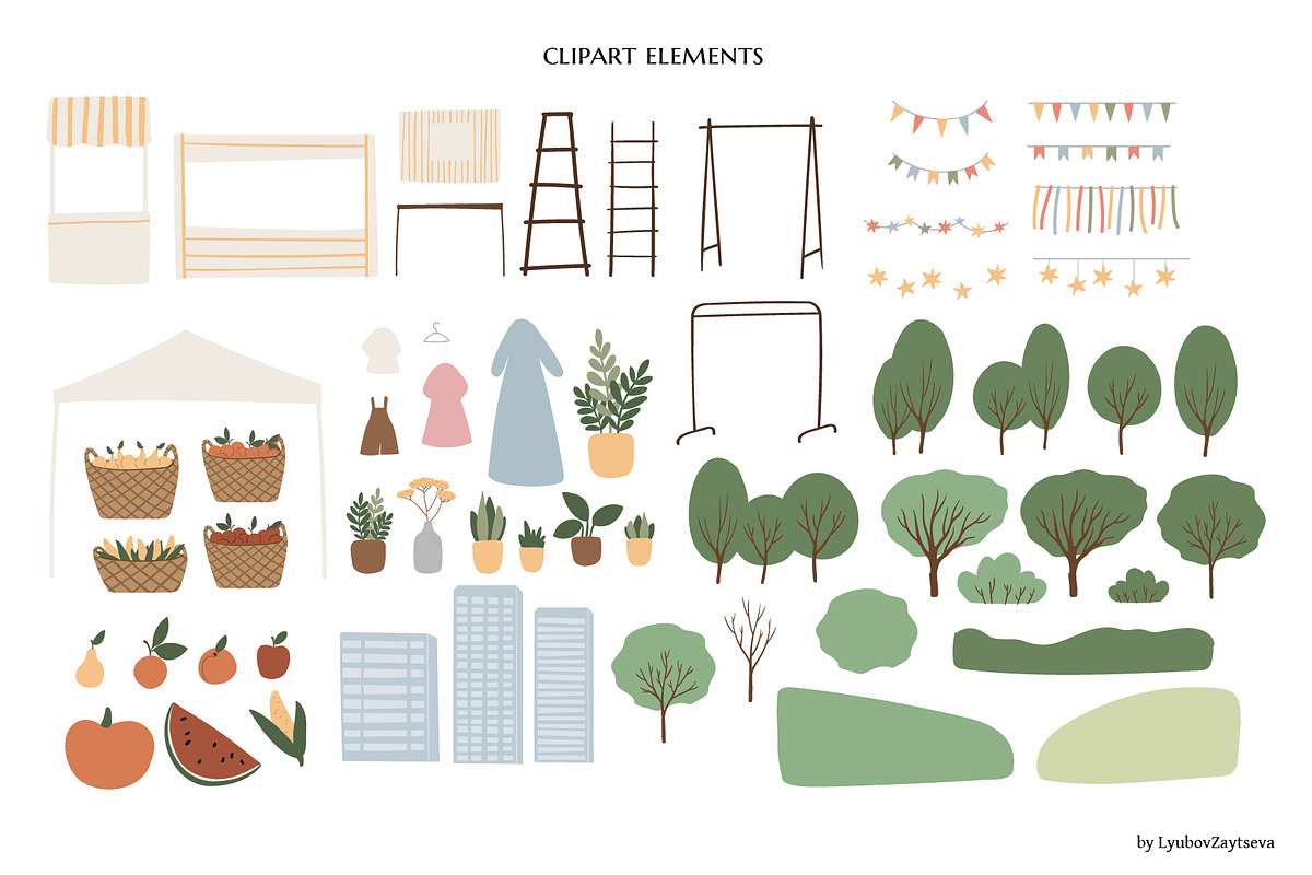 summer market clipart | svg png ai, a Seasonal Illustration by LyubovZaytseva (Photo 3 of 15)