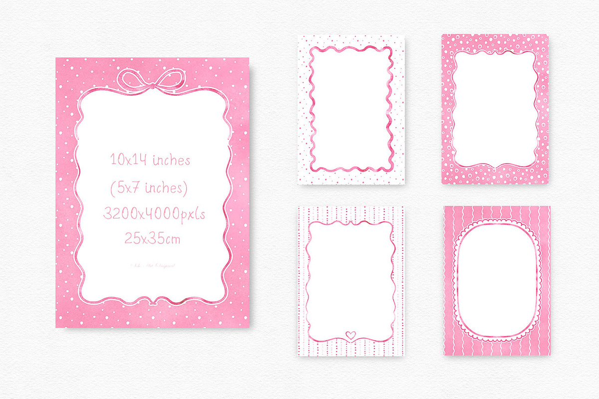 Pink Watercolor Hand-Drawn Frames, an Object Graphic by Solo Art Original (Photo 9 of 14)