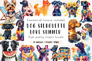 Dog Silhouette Love Summer Clipart, an Illustration by CreationArt (Thumbnail 1 of 9)
