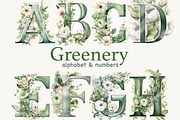 Greenery Alphabet Lettering Clipart, an Education Illustration by GlamArtZhanna (Thumbnail 1 of 7)